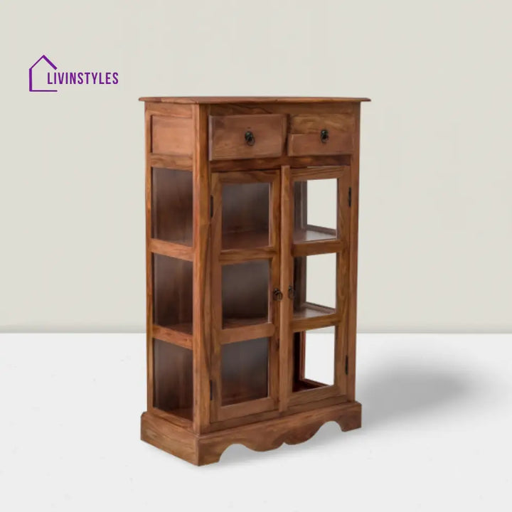 Bhatnagar Sheesham Wood Kitchen Crockery Cabinet in Honey Finish