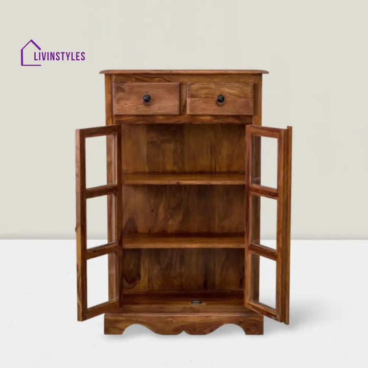 Bhatnagar Sheesham Wood Kitchen Crockery Cabinet in Honey Finish