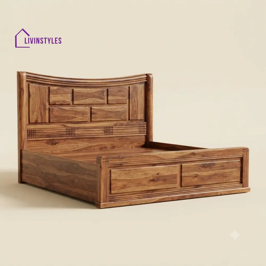 Bhavani Sheesham Wood Bed With Box Storage | Wooden Bed