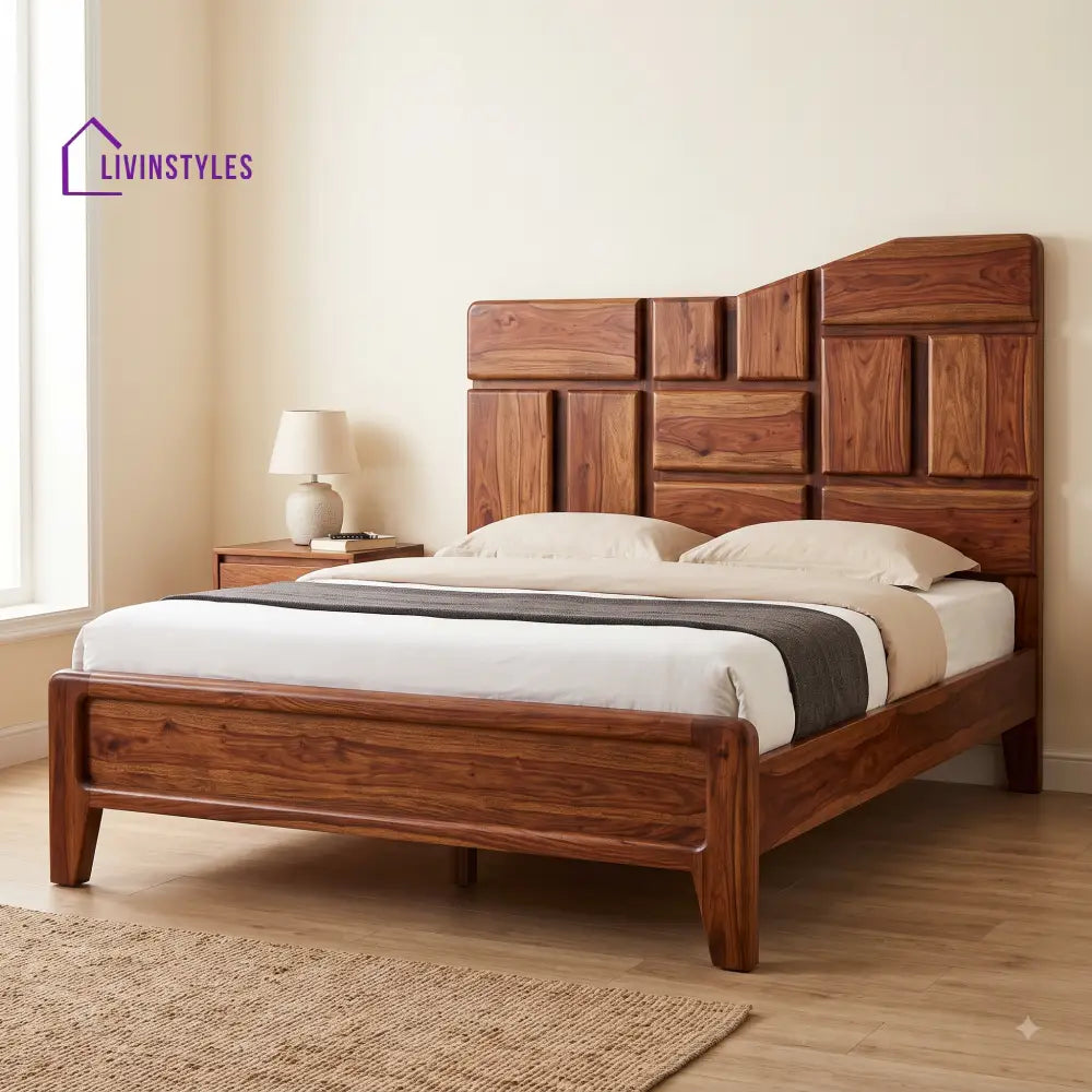 Bhavani Sheesham Wood King Size Bed | Wooden Bed without Storage