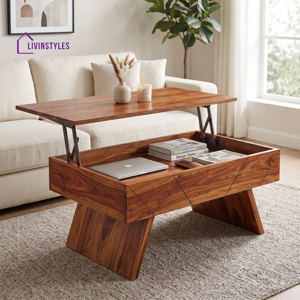 Bhavani Sheesham Wood Lift Top Coffee Table for Living Room
