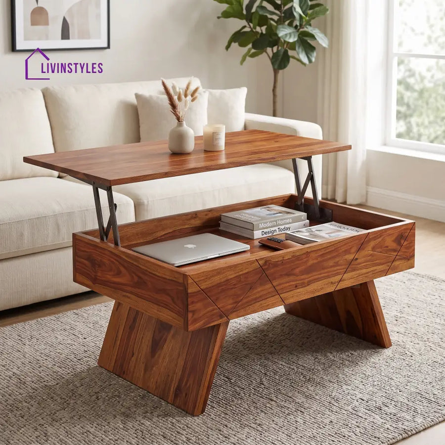 Bhavani Sheesham Wood Lift Top Coffee Table for Living Room