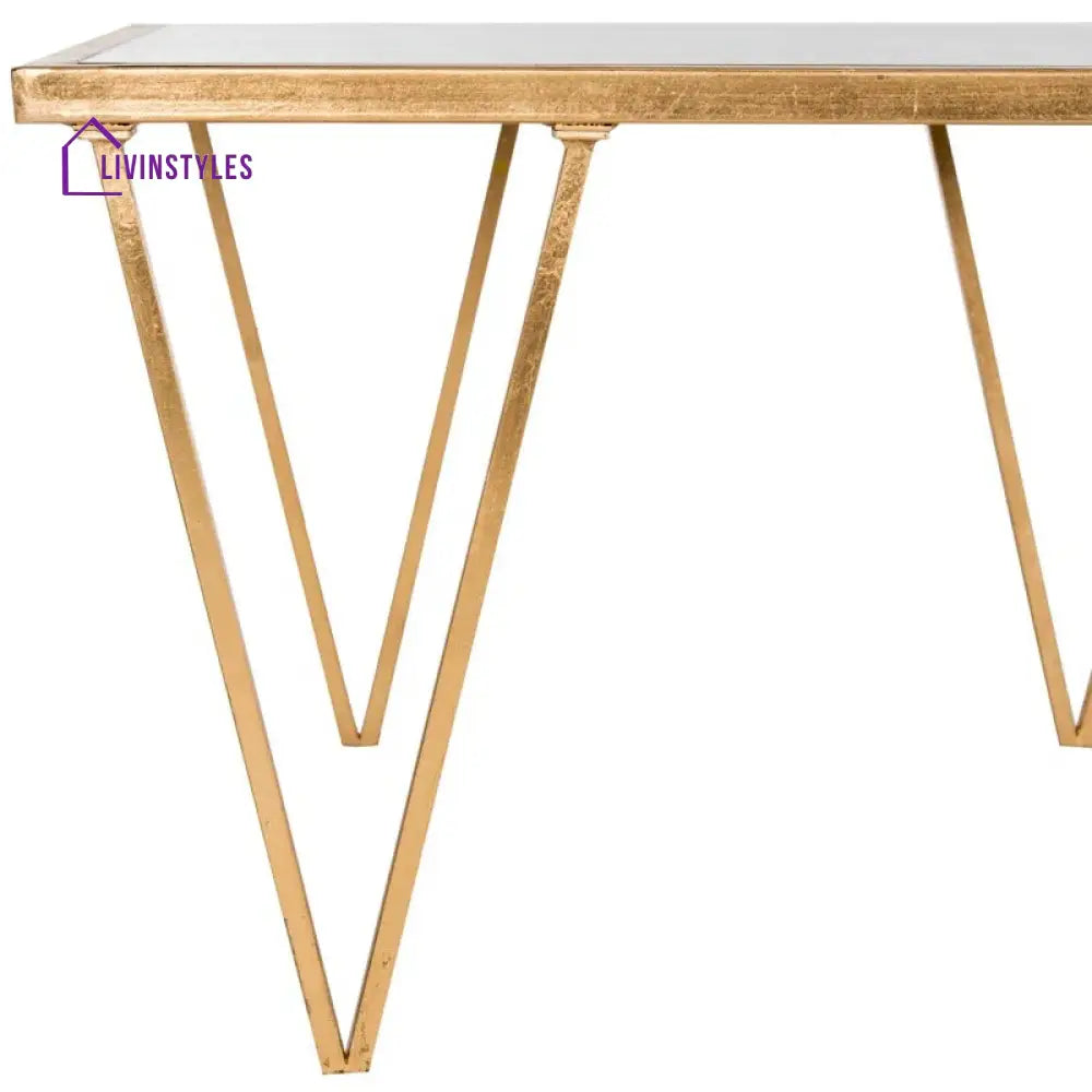 Bhavika Stainless Steel Coffee Table with Glass Top for Living Room