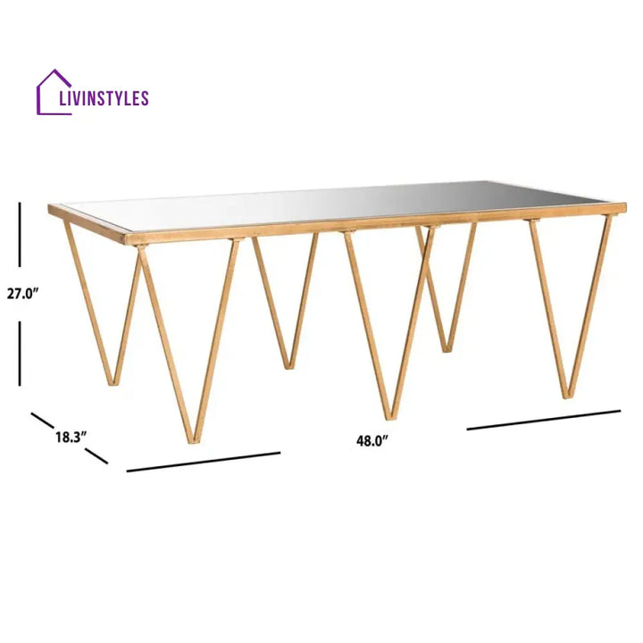 Bhavika Stainless Steel Coffee Table with Glass Top for Living Room