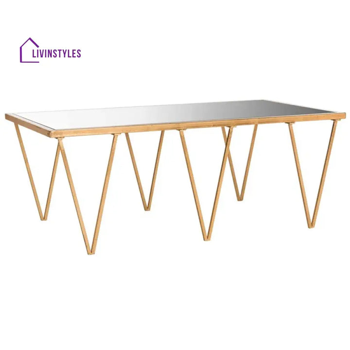 Bhavika Stainless Steel Coffee Table with Glass Top for Living Room