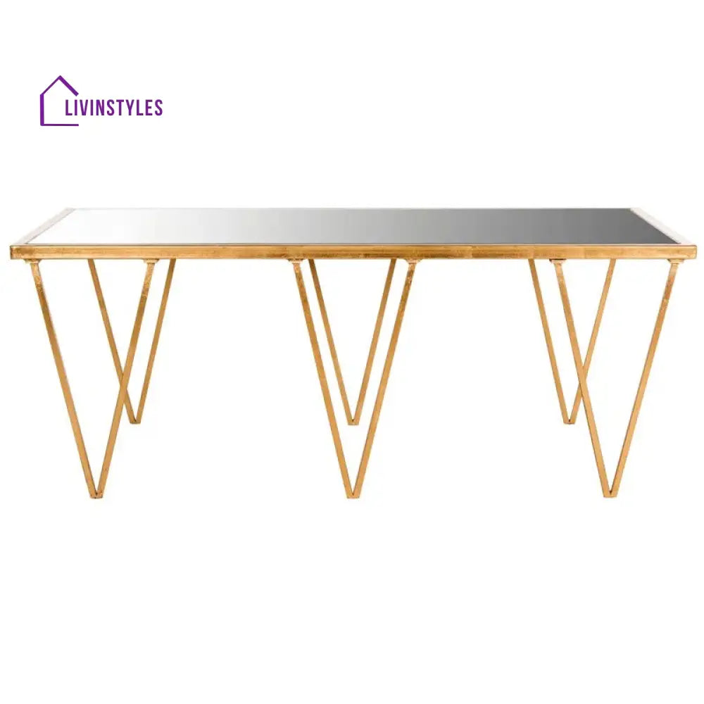 Bhavika Stainless Steel Coffee Table with Glass Top for Living Room