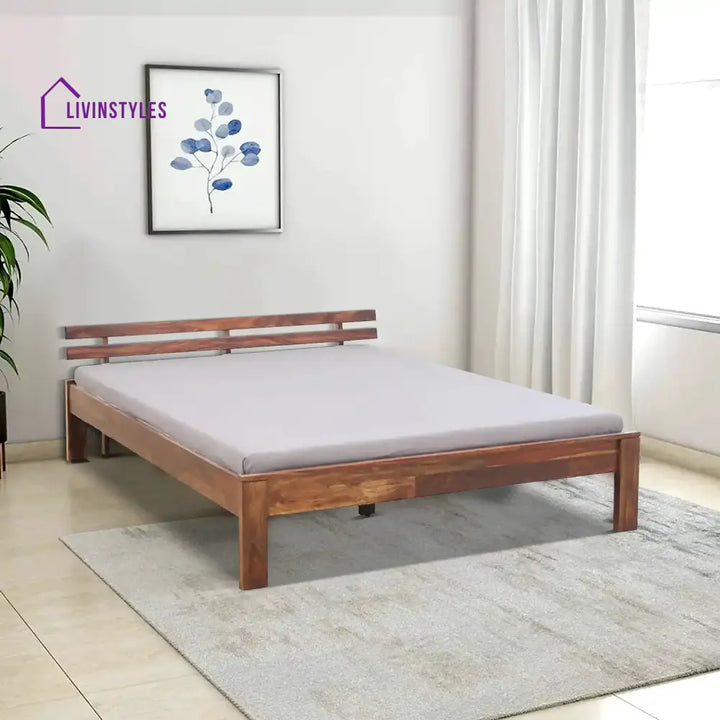 Amol Sheesham Wood Beds Queen / Natural Bed without storage