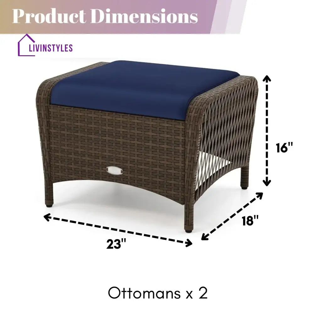 Bhavya 2-Piece Outdoor Rattan Wicker Ottoman Set - Footrest