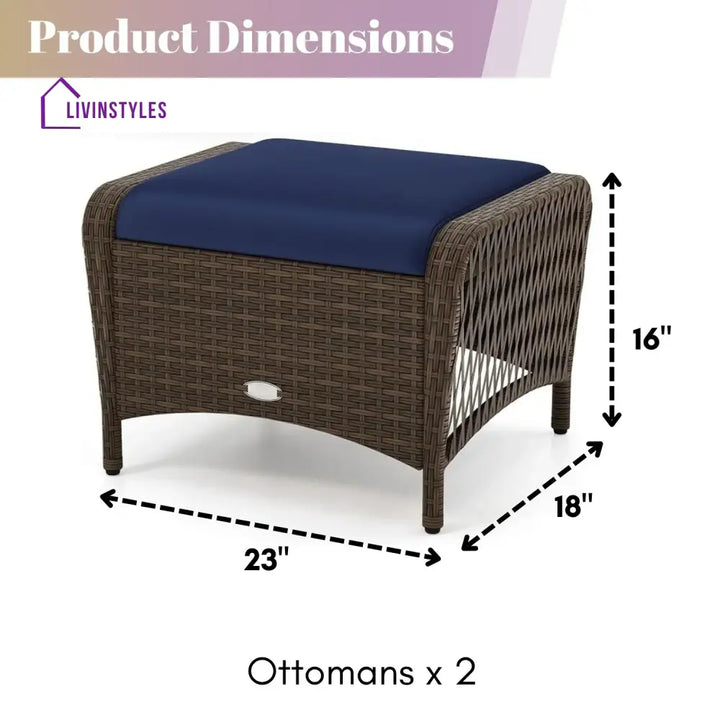 Bhavya 2-Piece Outdoor Rattan Wicker Ottoman Set - Footrest