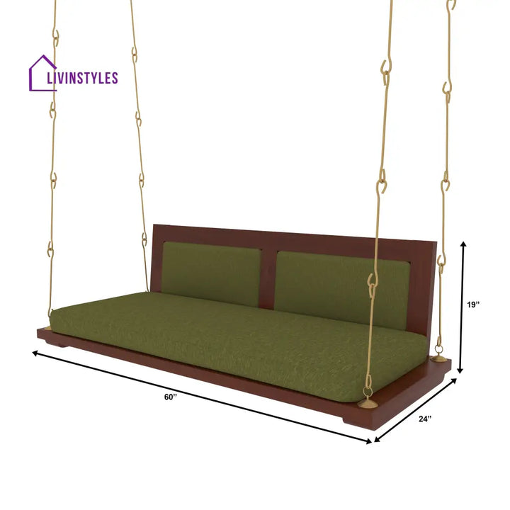 Bhavya Modern Indoor Swing with Cushioned Seating – Contemporary Wooden Jhula Swing