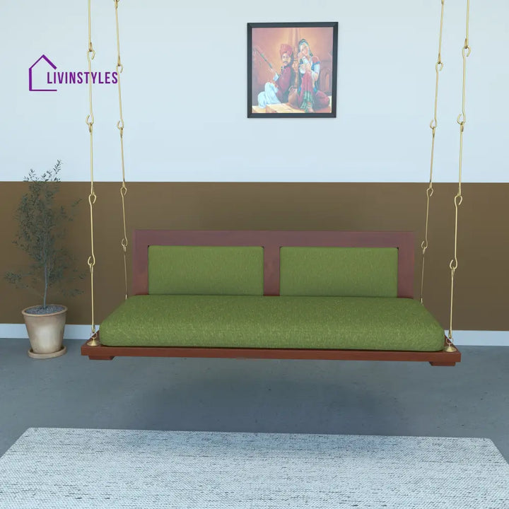 Bhavya Modern Indoor Swing with Cushioned Seating – Contemporary Wooden Jhula Swing