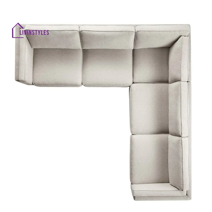 Dipley Oatmeal Woven Fabric Grande Corner Sofa Sofas