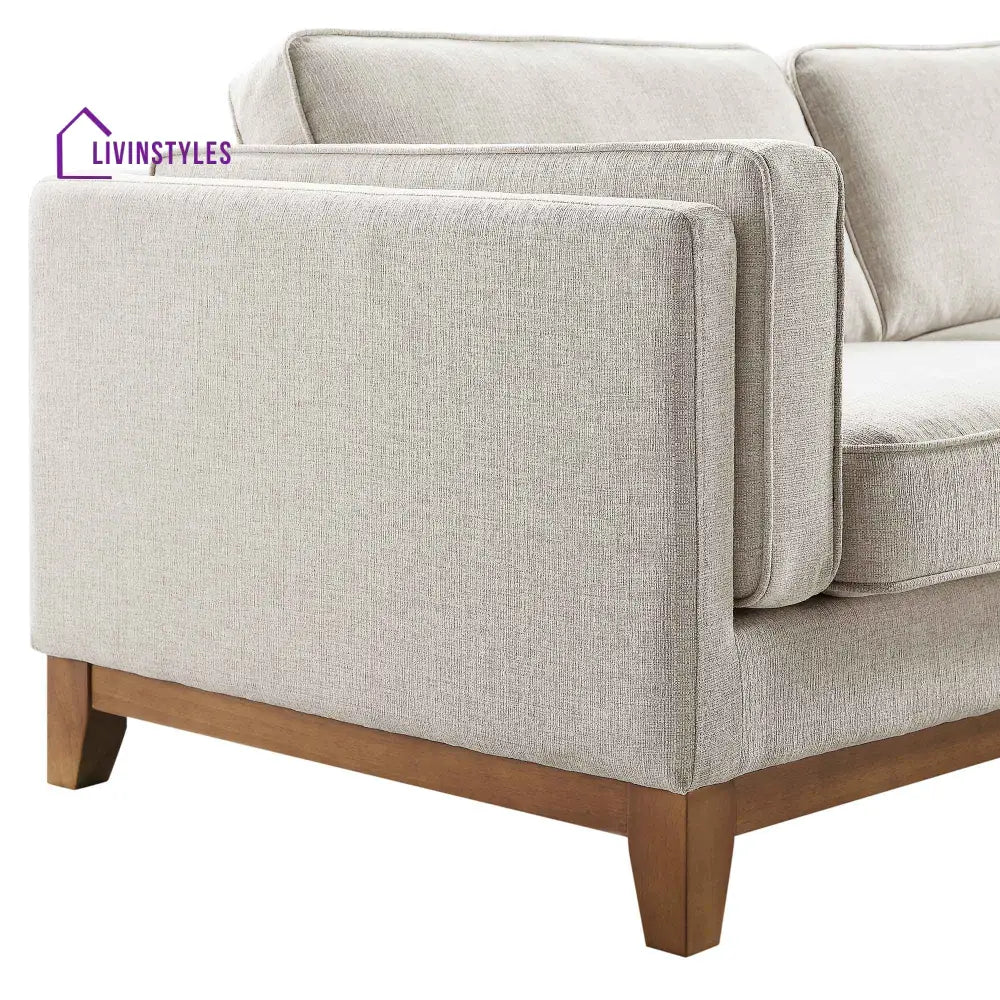 Dipley Oatmeal Woven Fabric Grande Corner Sofa Sofas