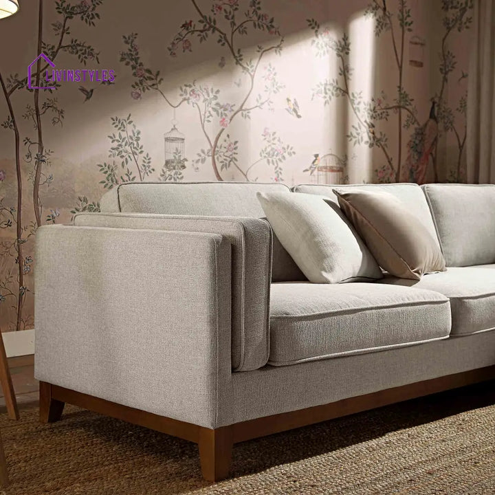 Dipley Oatmeal Woven Fabric Grande Corner Sofa Sofas