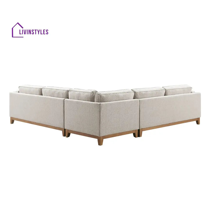 Dipley Oatmeal Woven Fabric Grande Corner Sofa Sofas