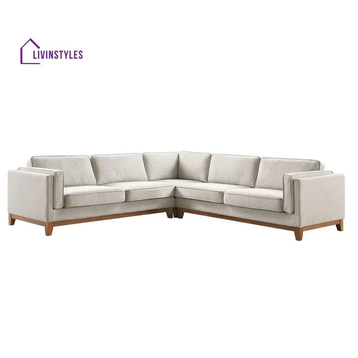Dipley Oatmeal Woven Fabric Grande Corner Sofa Sofas