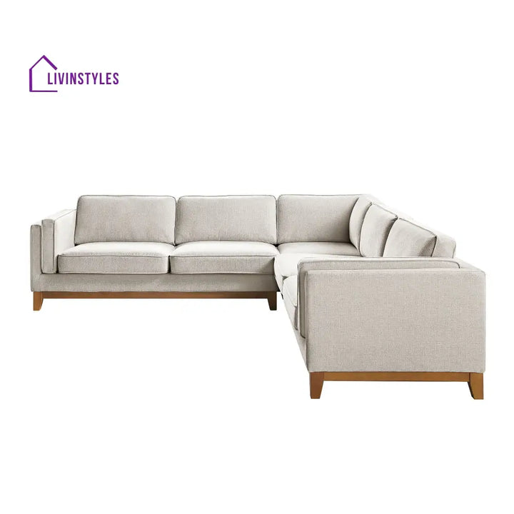 Dipley Oatmeal Woven Fabric Grande Corner Sofa Sofas