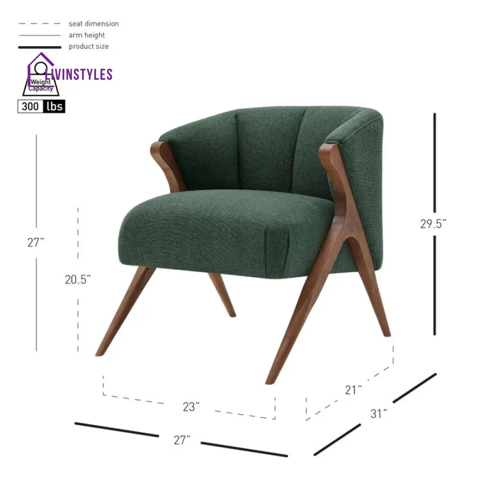 Bhavya Solid Wood and Fabric Arm Chair | Living Room Chair | Lounge Chair