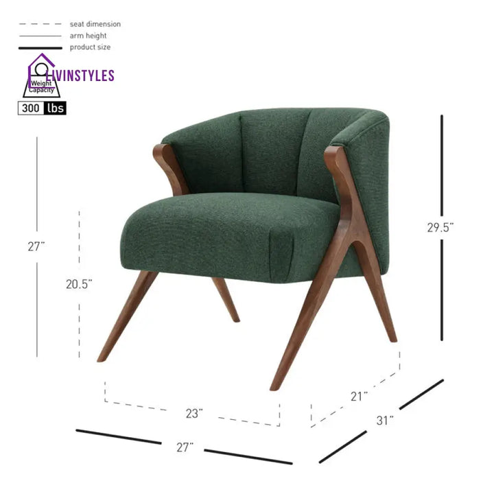 Bhavya Solid Wood and Fabric Arm Chair | Living Room Chair | Lounge Chair