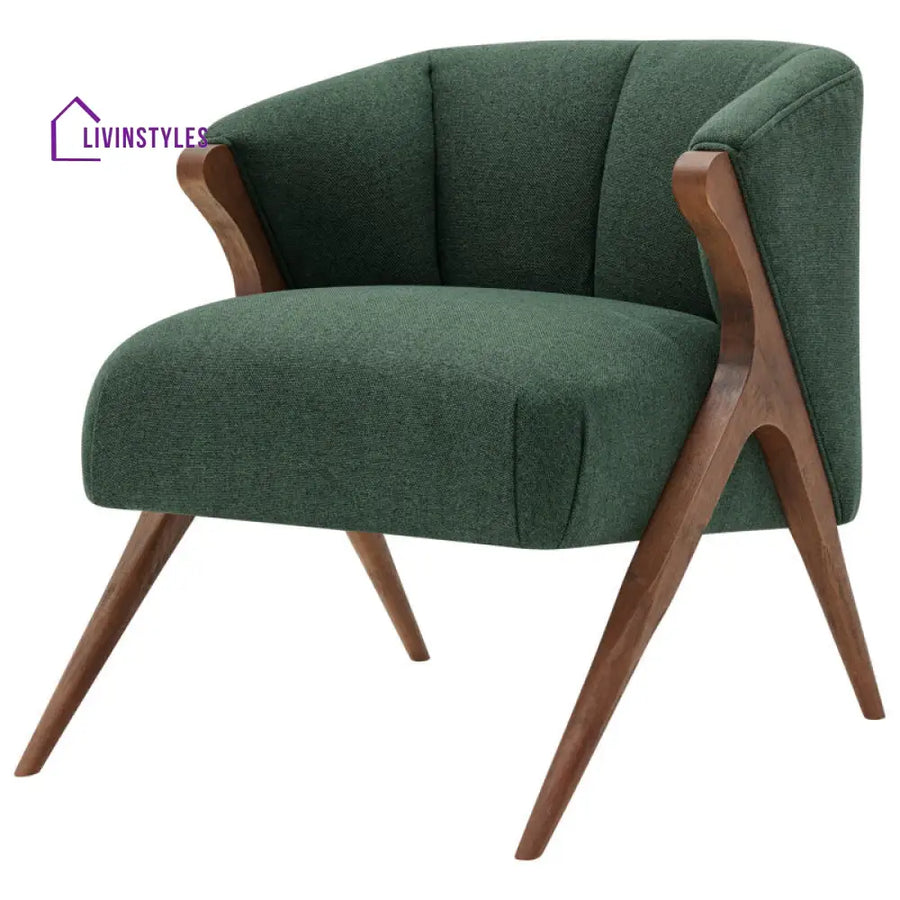 Bhavya Solid Wood and Fabric Arm Chair | Living Room Chair | Lounge Chair