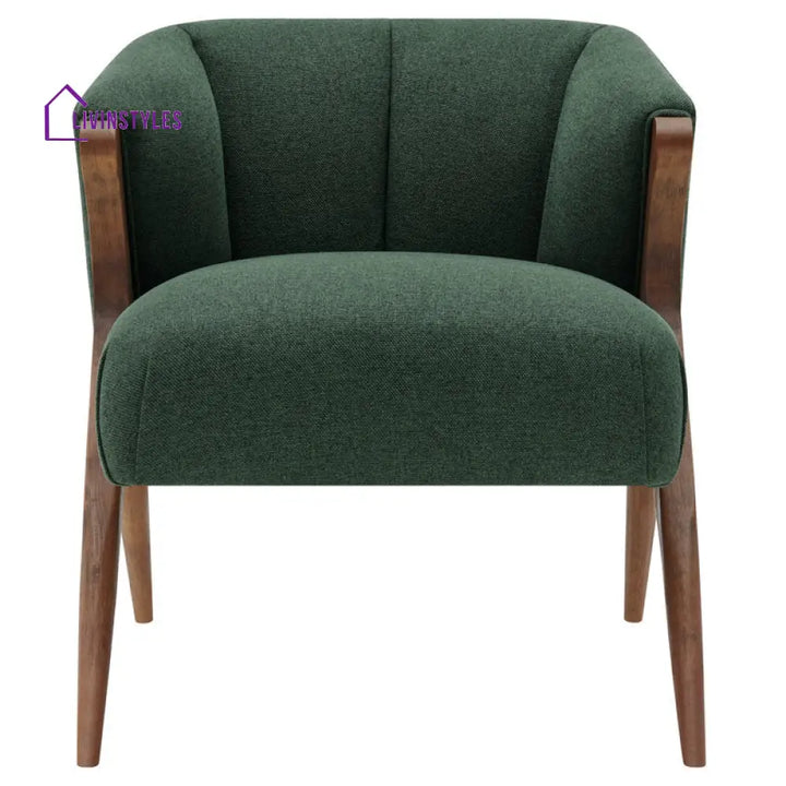 Bhavya Solid Wood and Fabric Arm Chair | Living Room Chair | Lounge Chair