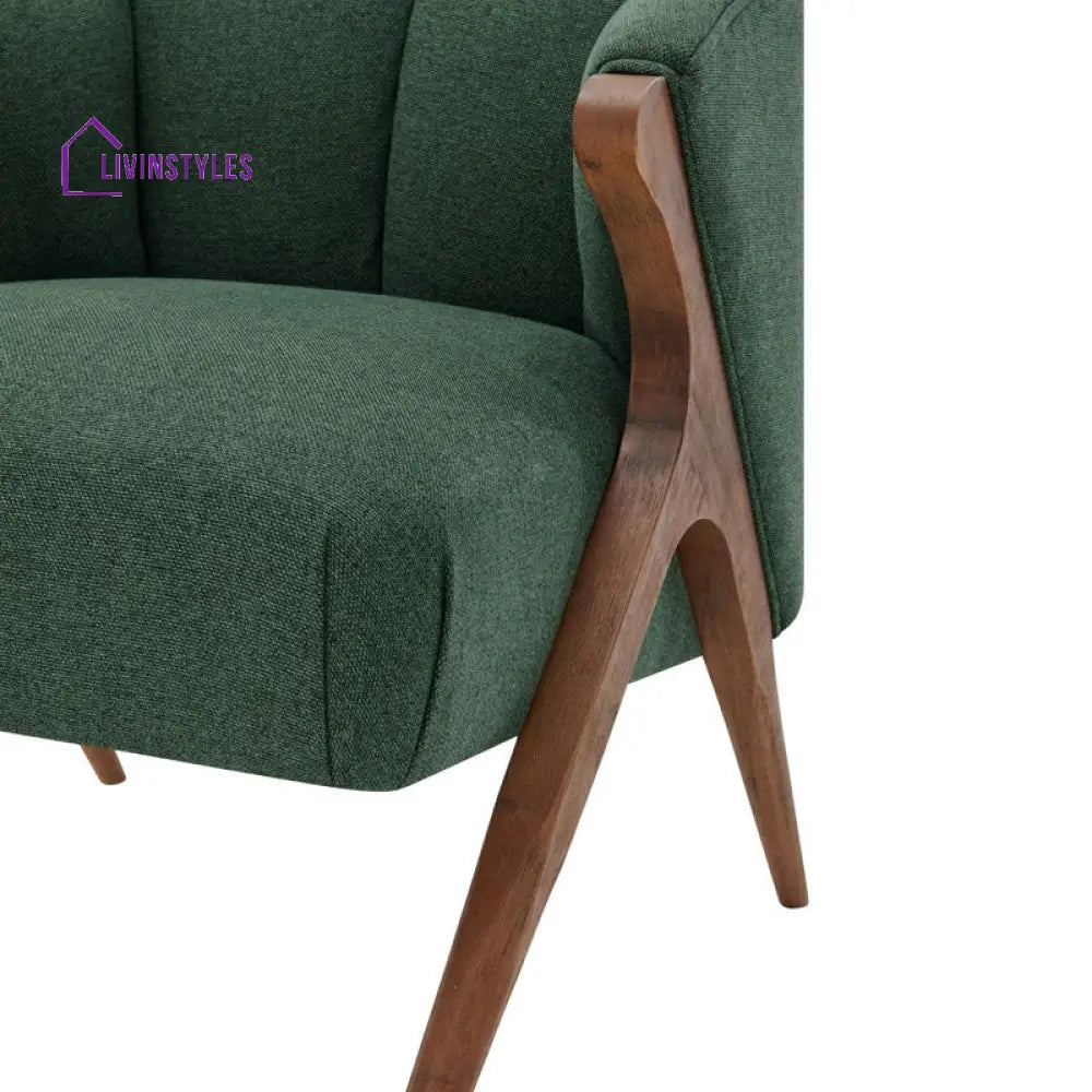 Bhavya Solid Wood and Fabric Arm Chair | Living Room Chair | Lounge Chair
