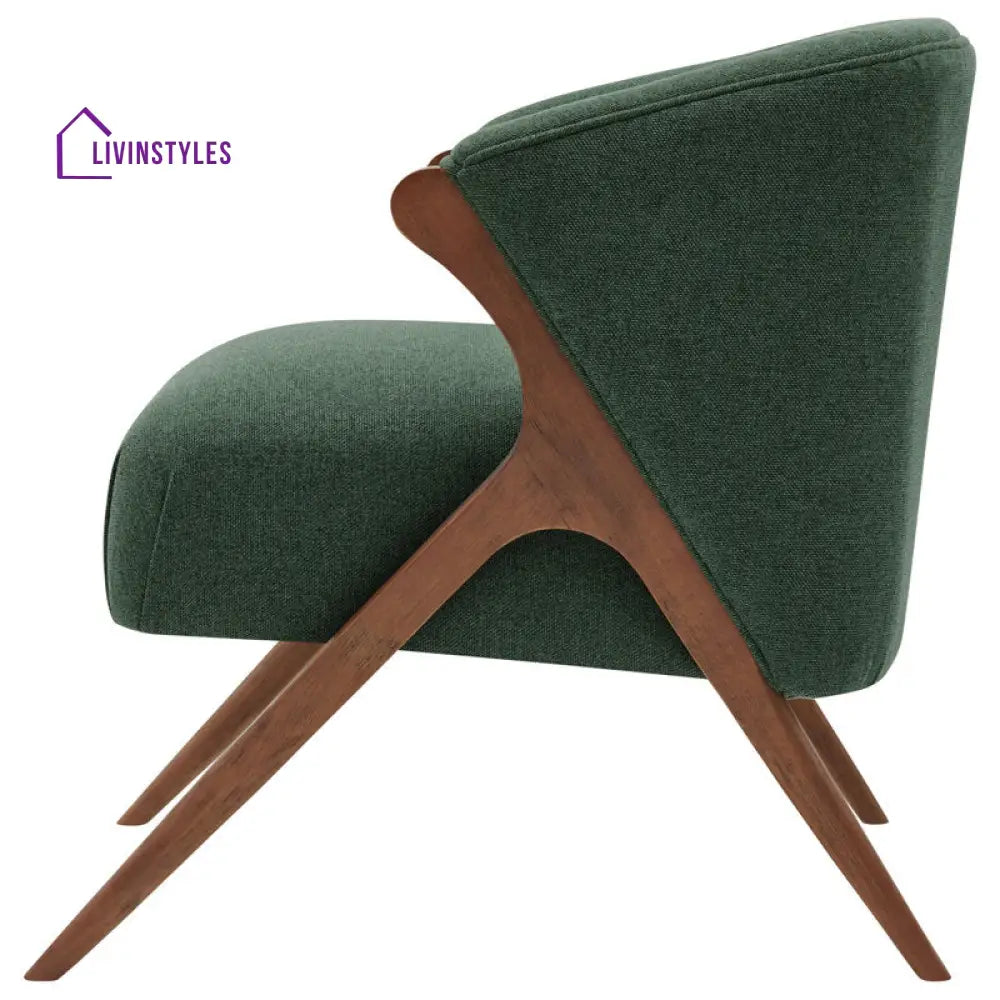 Bhavya Solid Wood and Fabric Arm Chair | Living Room Chair | Lounge Chair