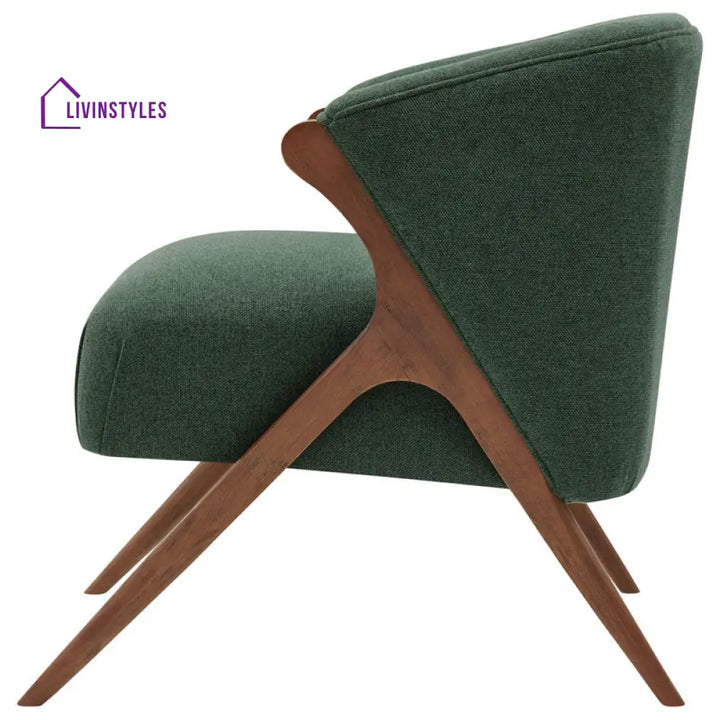 Bhavya Solid Wood and Fabric Arm Chair | Living Room Chair | Lounge Chair
