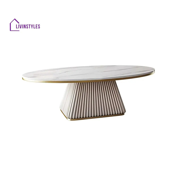 Bhavya Stainless Steel Frame and MDF Work Coffee Table for Living Room