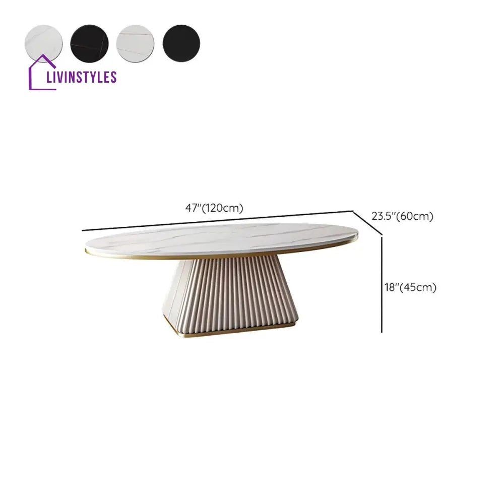Bhavya Stainless Steel Frame and MDF Work Coffee Table for Living Room