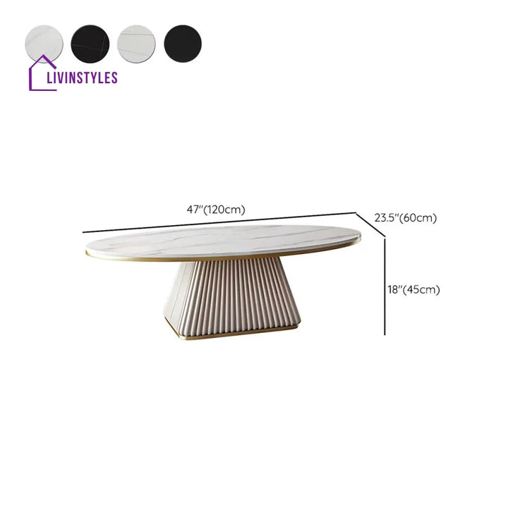 Bhavya Stainless Steel Frame and MDF Work Coffee Table for Living Room