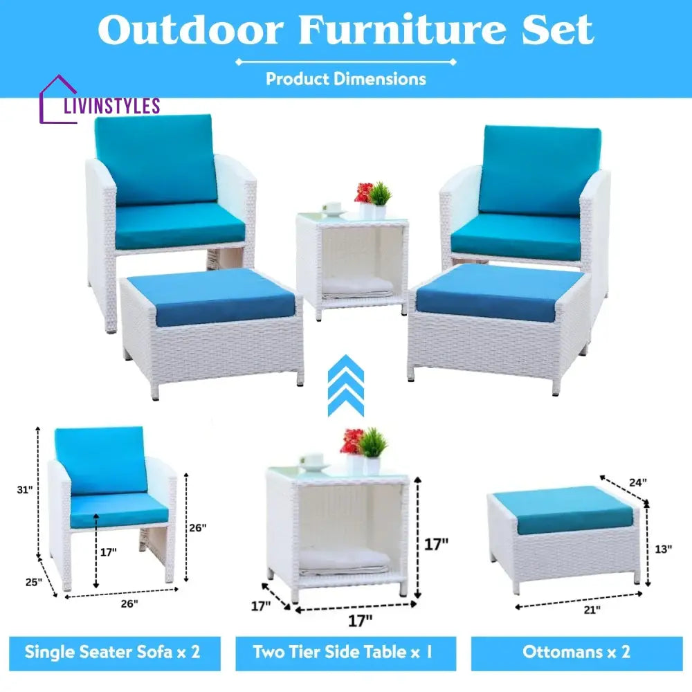Bhoomika Outdoor 5 Piece Patio Wicker All Weather Sectional Furniture Set - Patio Sofa Set