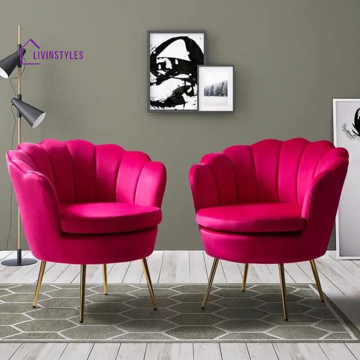 Bhuvan Upholstered Barrel Chair (Set Of 2) Dark Pink