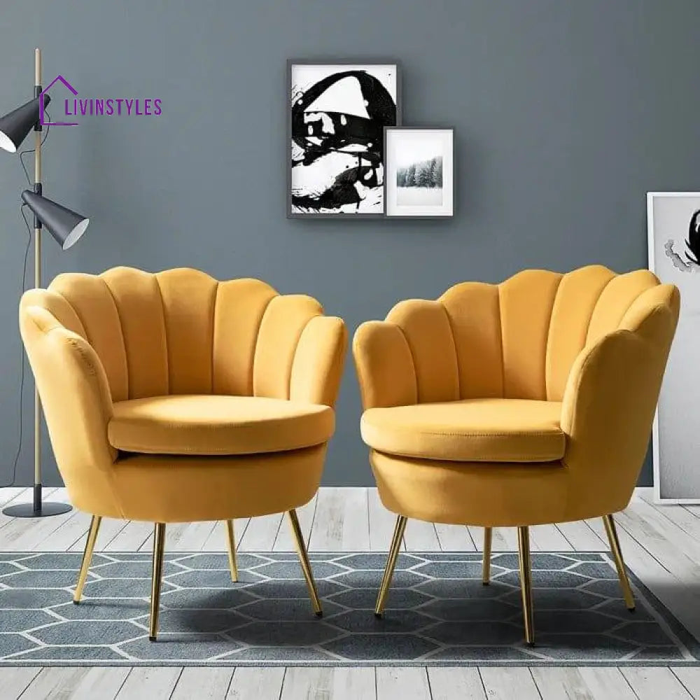 Bhuvan Upholstered Barrel Chair (Set Of 2) Mustard