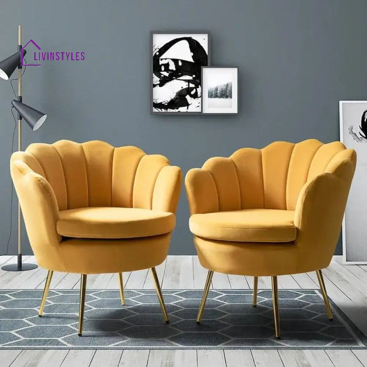 Bhuvan Upholstered Barrel Chair (Set Of 2) Mustard