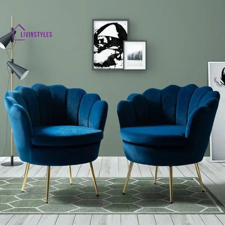 Bhuvan Upholstered Barrel Chair (Set Of 2) Navy Blue