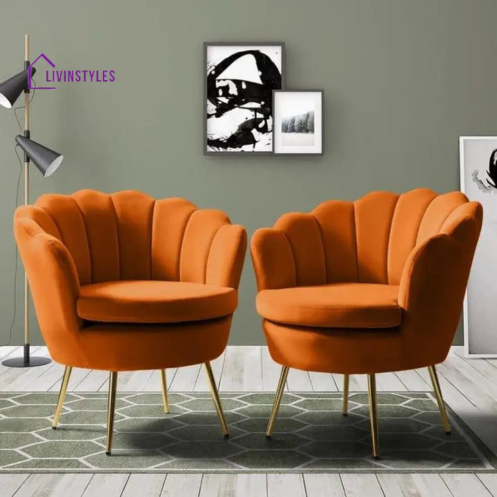 Bhuvan Upholstered Barrel Chair (Set Of 2) Orange