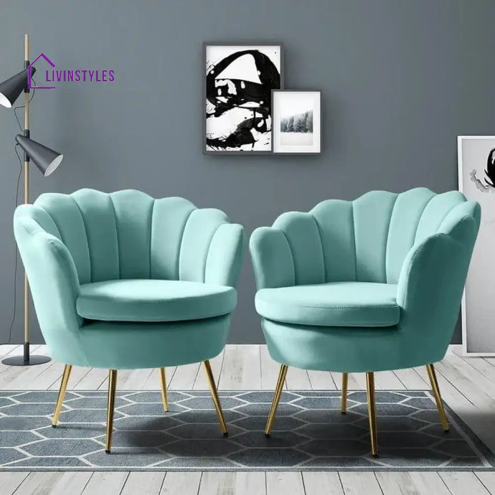 Bhuvan Upholstered Barrel Chair (Set Of 2) Sky Blue