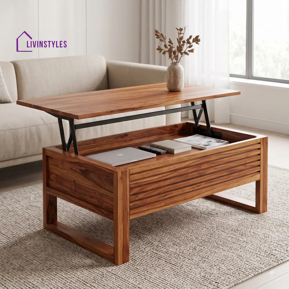 Bhuvana Sheesham Wood Lift Top Coffee Table for Living Room