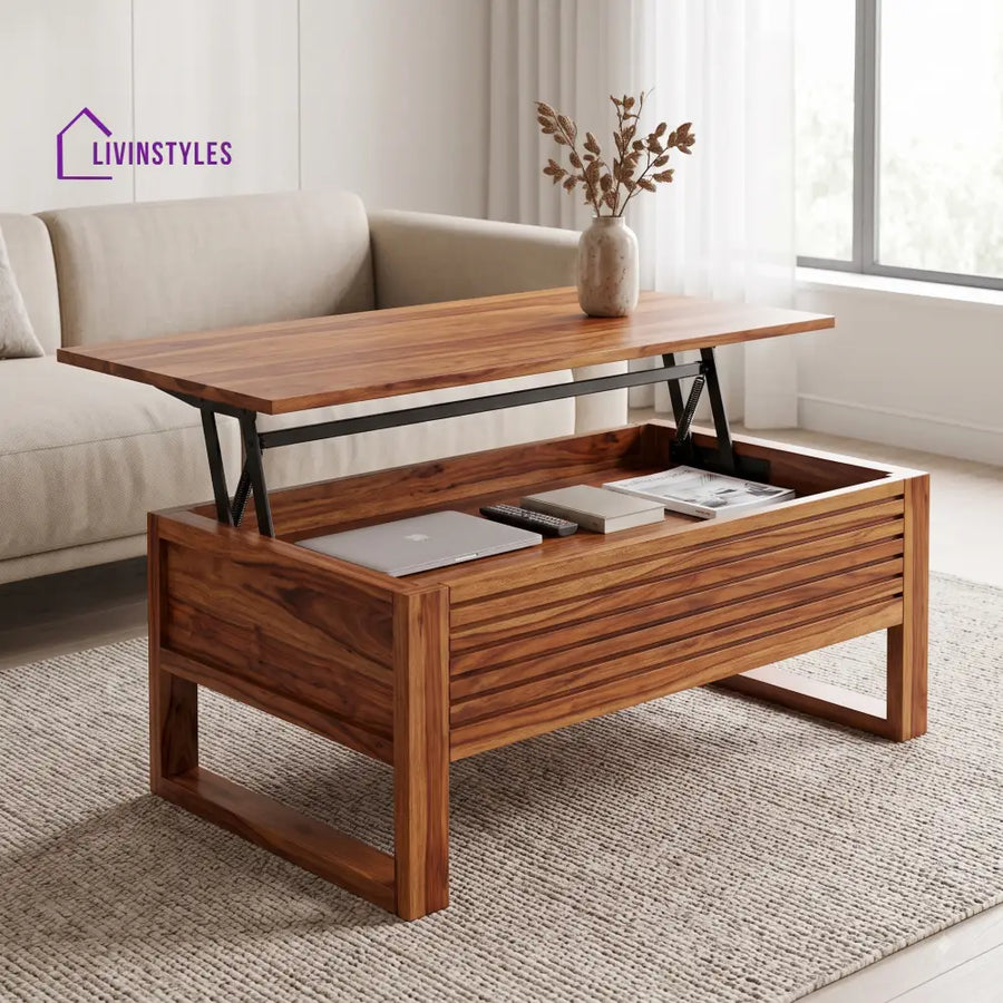Bhuvana Sheesham Wood Lift Top Coffee Table for Living Room