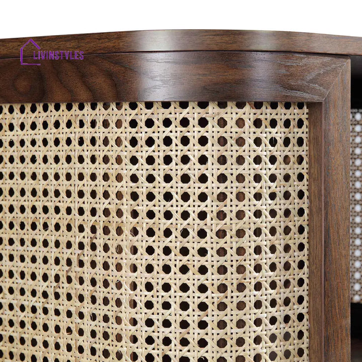 Izzy Curved Rattan Bedside Table Walnut Bedside Table