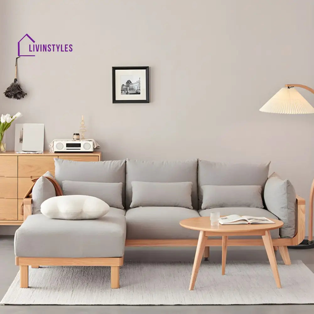 Bhuvika Solid Wood L Shaped Sofa Set for Living Room