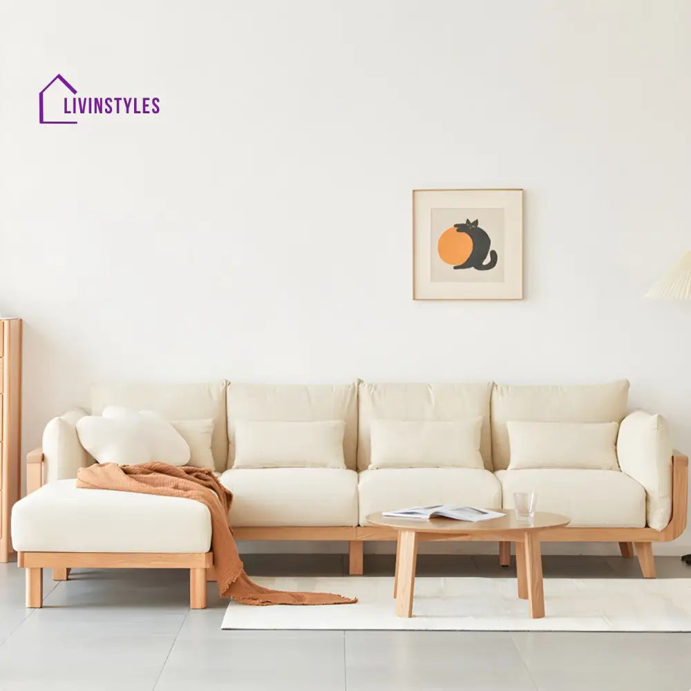 Bhuvika Solid Wood L Shaped Sofa Set for Living Room