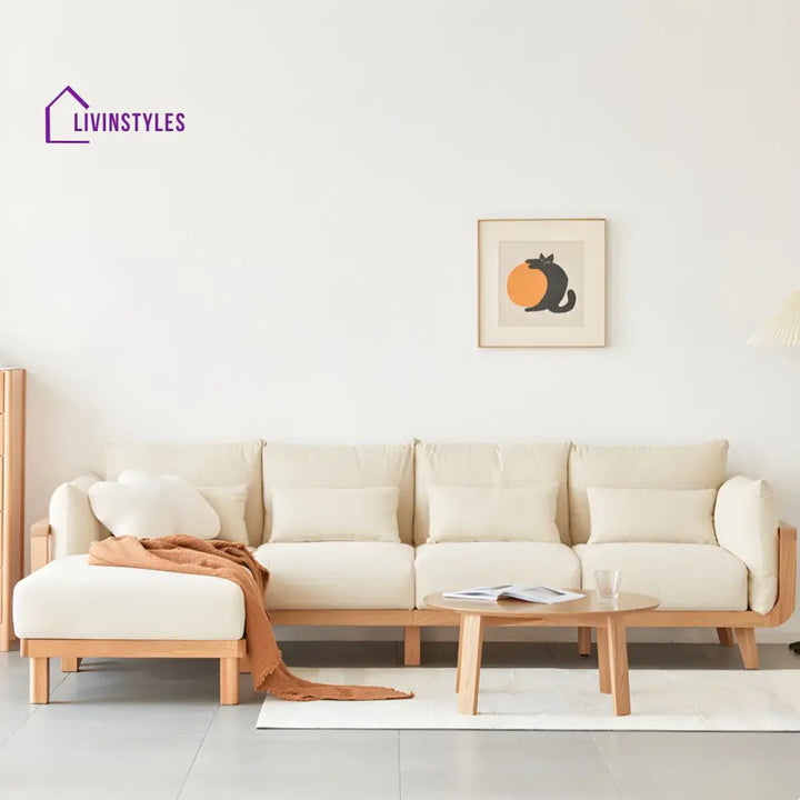 Bhuvika Solid Wood L Shaped Sofa Set for Living Room