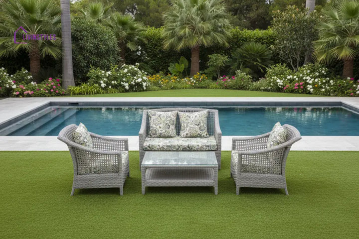 Bianchi Outdoor Sofa Set 2 Seater 2 Single seater and 1 Center Table (Grey) - Sofa Sets