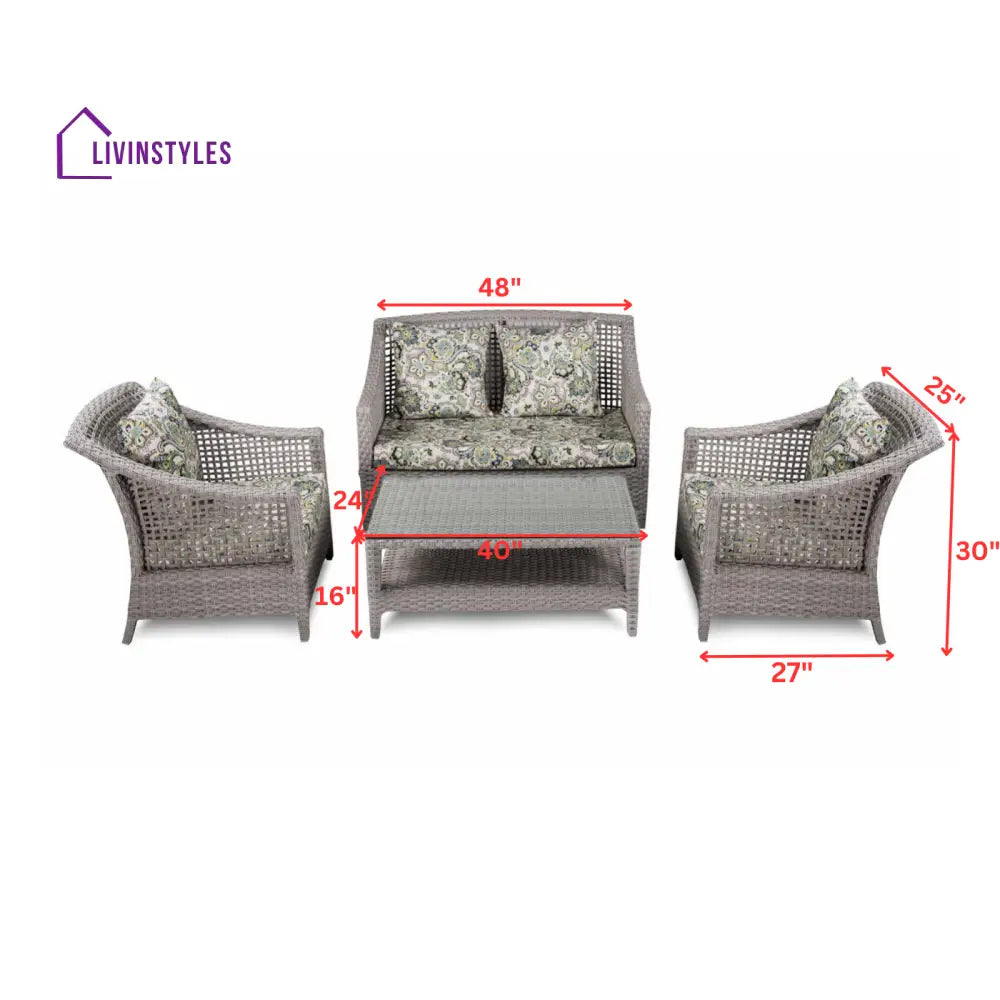 Bianchi Outdoor Sofa Set 2 Seater 2 Single seater and 1 Center Table (Grey) - Sofa Sets