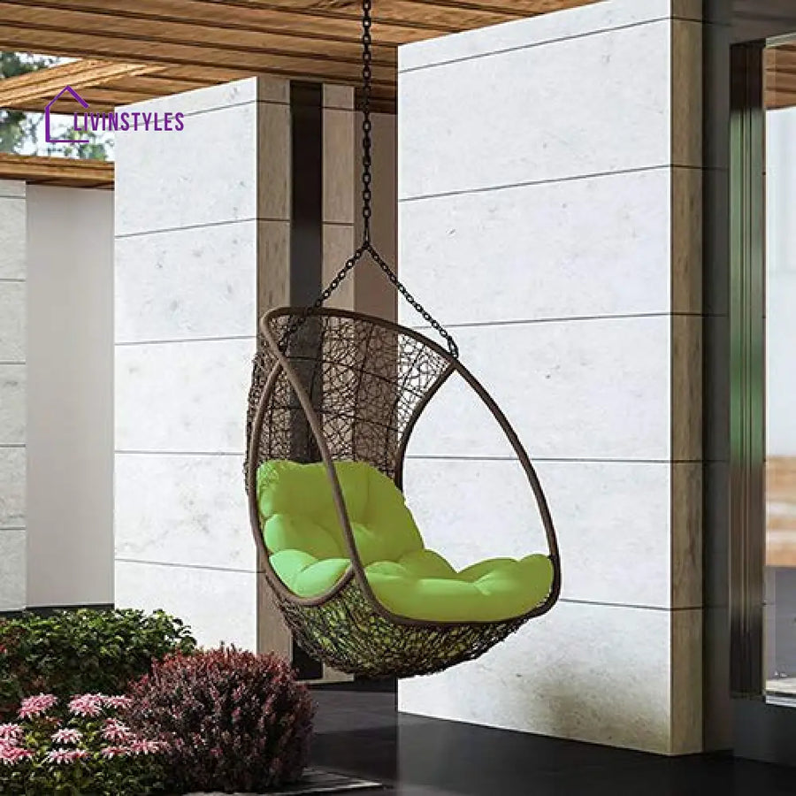 Bianchi Single Seater Hanging Swing Without Stand For Balcony Garden Swing (Dark Brown) Swings