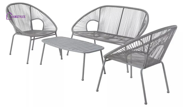 Bifur Outdoor Garden Balcony Sofa Set 2 Seater 2 Single seater and 1 Center Table Set (Gray) - Sofa Sets