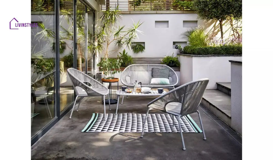 Bifur Outdoor Garden Balcony Sofa Set 2 Seater 2 Single seater and 1 Center Table Set (Gray) - Sofa Sets