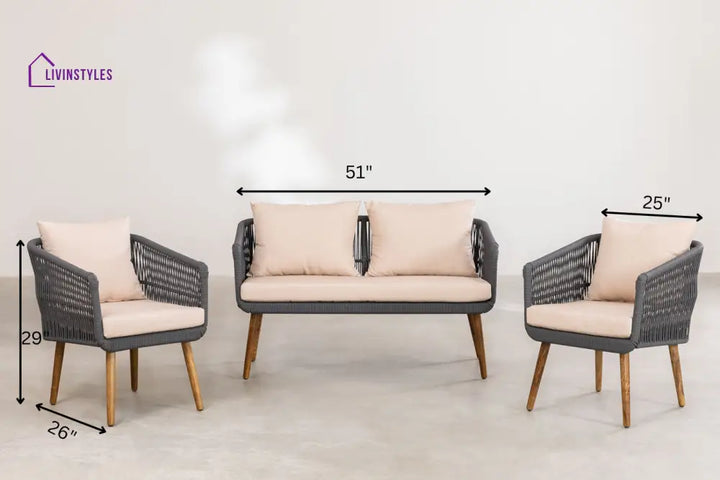 Bilbao Outdoor Sofa Set 2 Seater 2 Single seater Set Braided & Rope - Sofa Sets